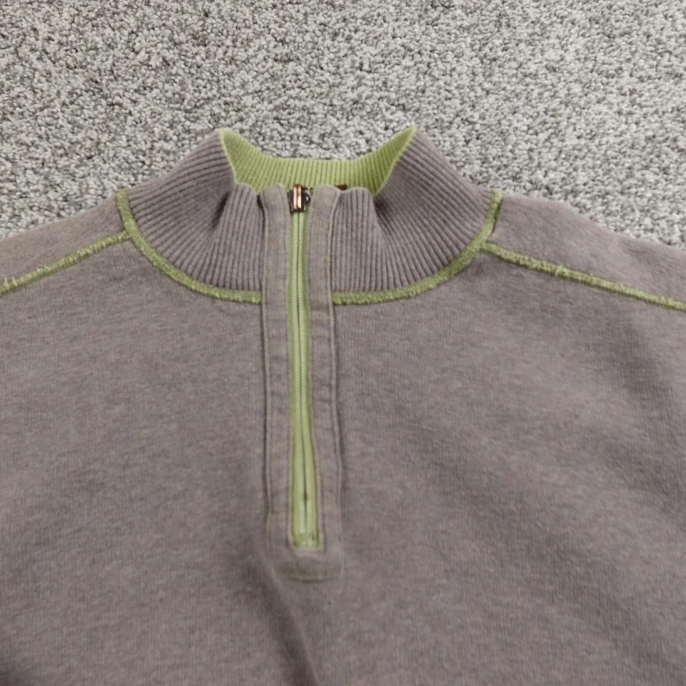 Tommy Bahama Sweater Mens XL Gray 1/4 Zip Mock Neck Knit Pullover Reversible Top